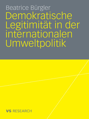 cover image of Demokratische Legitimität in der internationalen Umweltpolitik